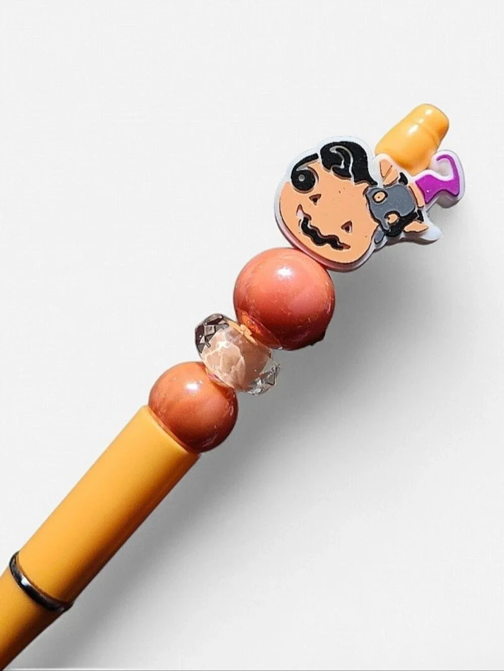 Halloween Jack O Lantern Beaded Ballpoint Twist Pen Orange